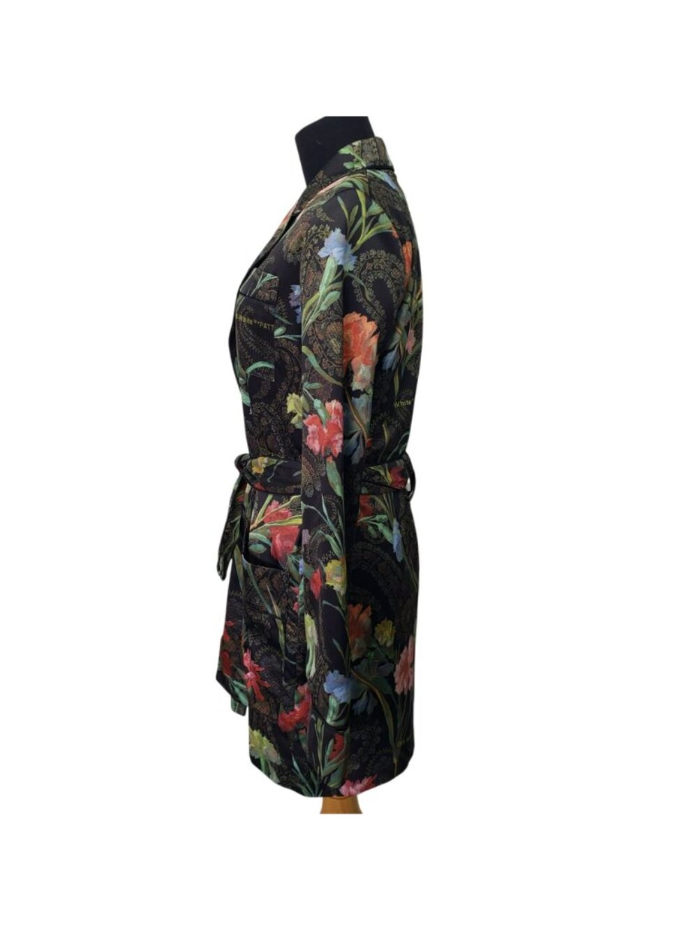 Off-White $2625 Black Floral Belted Smoking Jacket Maximalism Robe Virgil Abloh - Picture 2 of 16